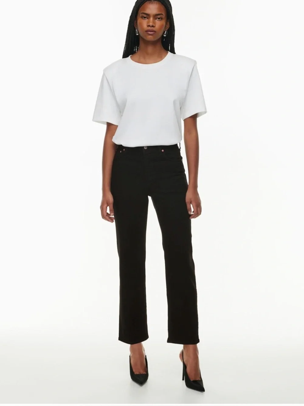 Aritzia Denim Forum Arlo High Rise Straight Jeans Black 26W 28L NWT Stay Black - Picture 1 of 10